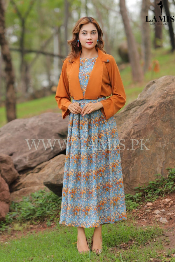 Sleeve Less Dress With Coat