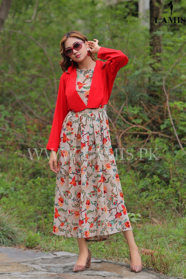 Sleeve Less Dress With Coat