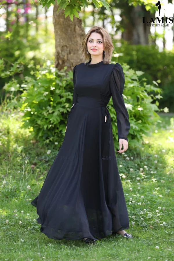 Formal Solid Maxi (Long Dress) Black