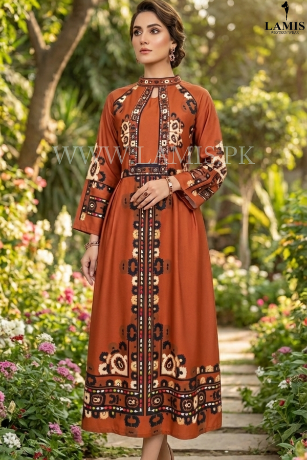 Print Ranglan Long Maxi