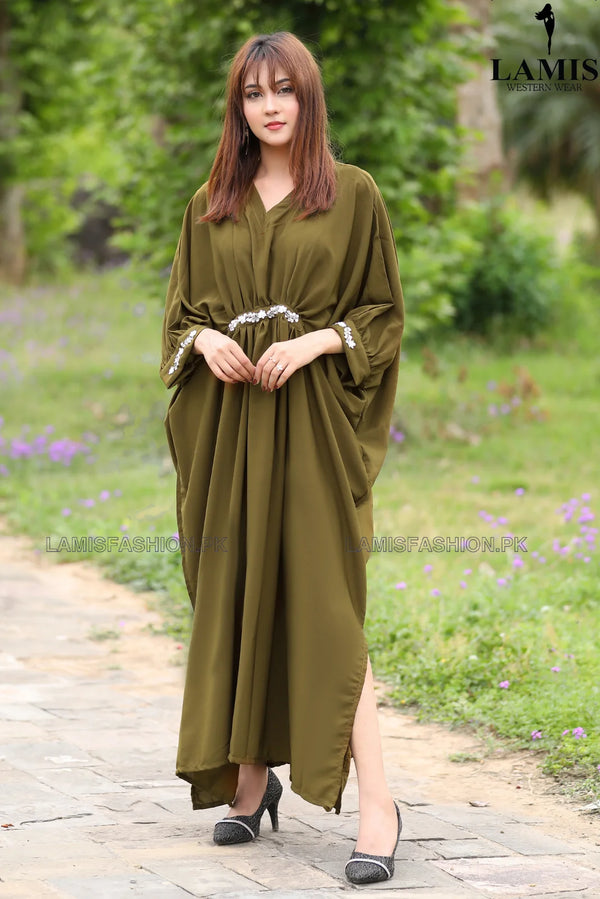 Formal Hand Crafted Kaftan M-Green