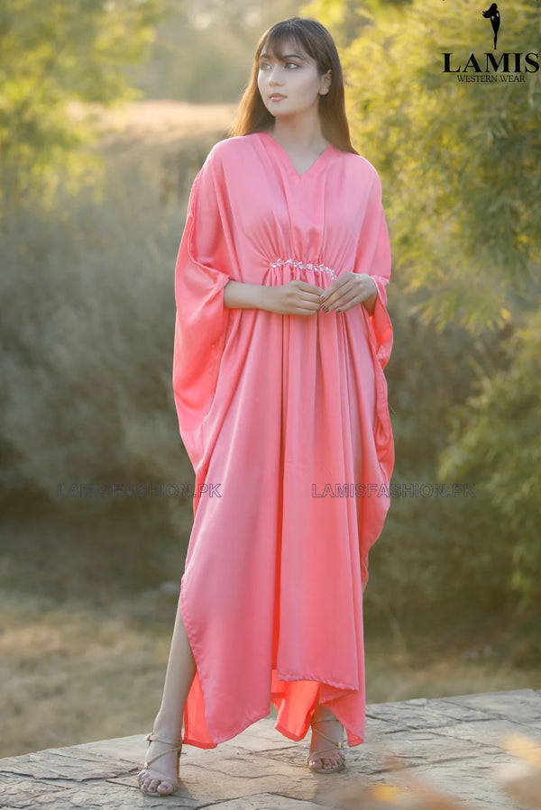 Formal Hand Crafted Kaftan L-Pink