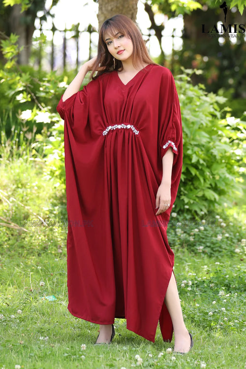 navy plus size formal dress Chiffon Embroidered Formal Kaftan by Aleezay 02 Large