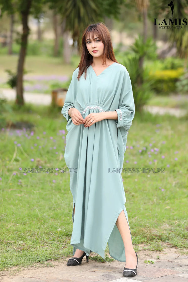 Formal Hand Crafted Kaftan L-Green