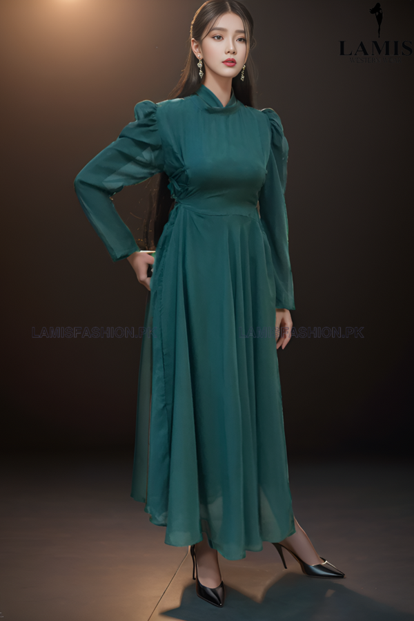 Formal Solid Maxi (Long Dress) Green