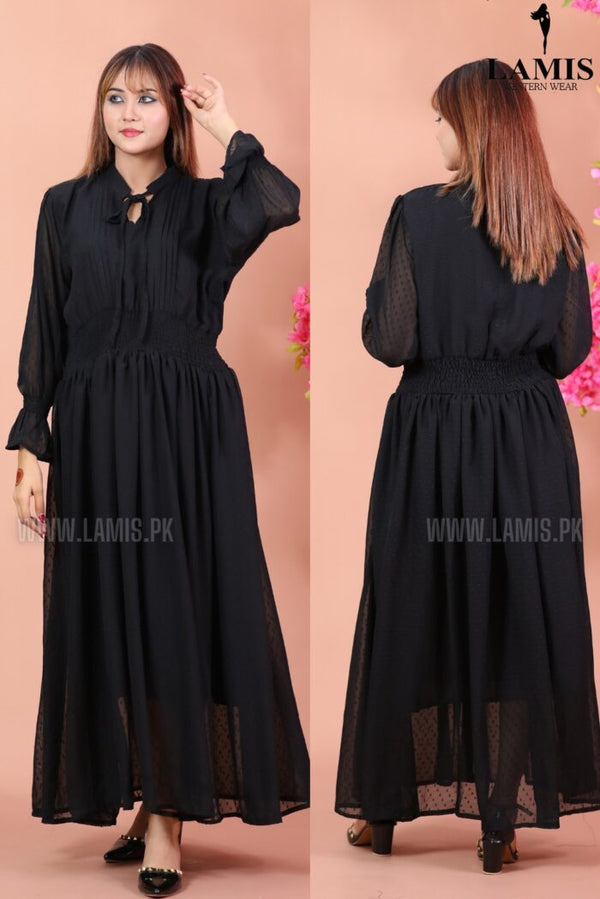 Formal Smoke Belt Maxi (Long Dress) Black