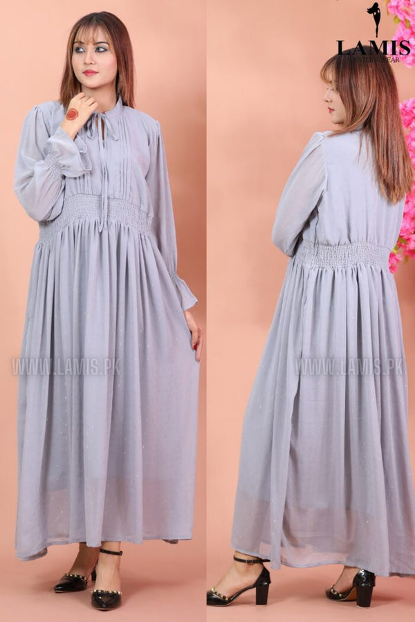 Formal Smoke Belt Maxi (Long Dress) Grey