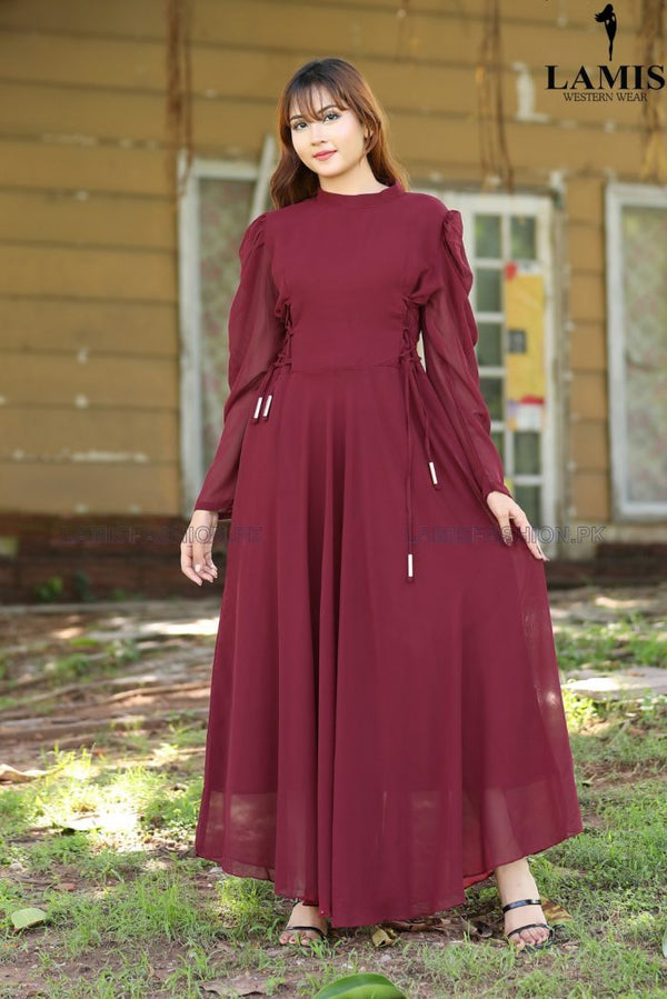 Formal Solid Maxi (Long Dress) Maroon