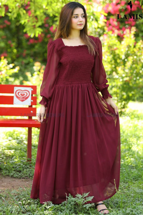 Formal Smoke Maxi (Long Dress) Maroon