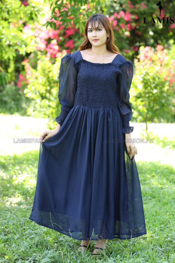 Formal Smoke Maxi (Long Dress) Navy Blue