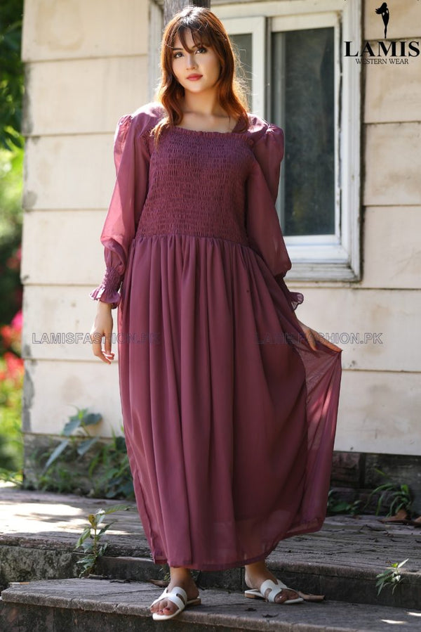 Formal Smoke Maxi (Long Dress) T-Pink