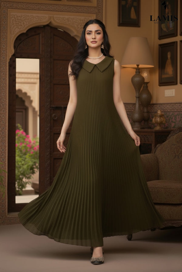 Imported Luxe Pleat Maxi Dress